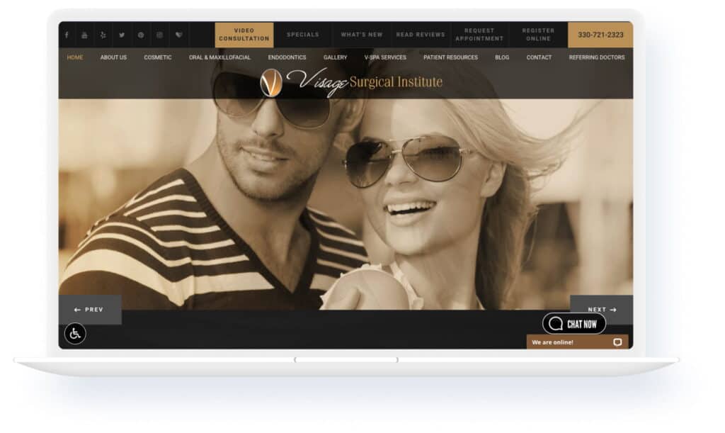 visage plastic surgery - website design example
