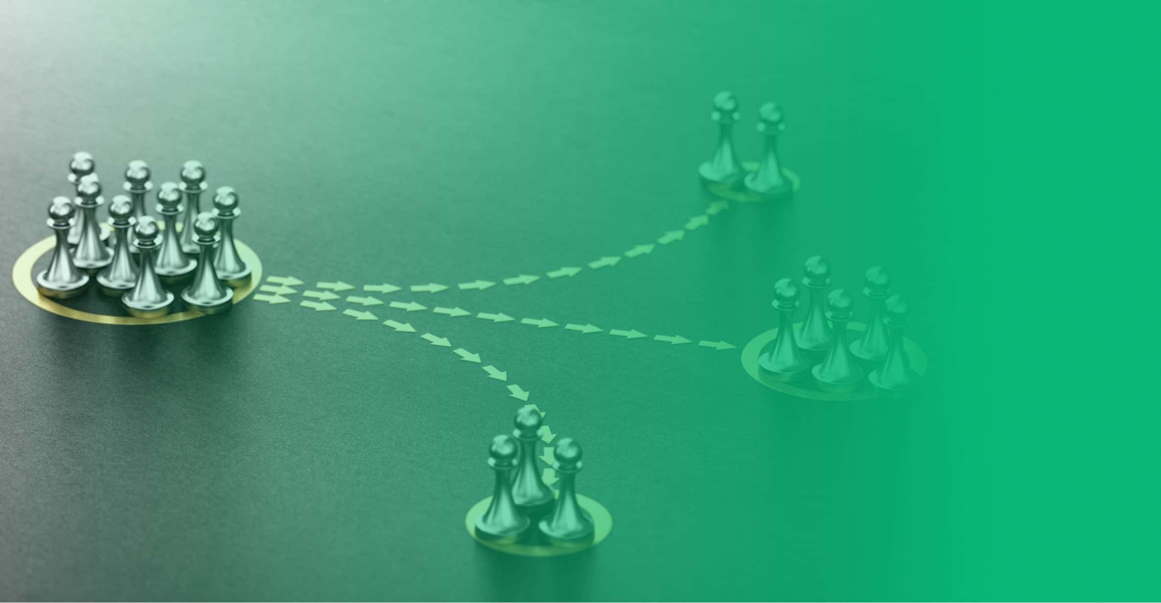 Displaying targeting and audience segmentation using game pieces.