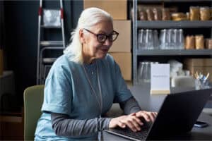 woman on computer
