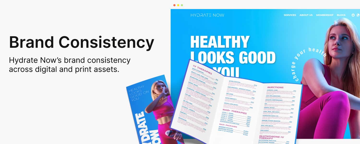 brand consistency from one of our clients, Hydrate Now